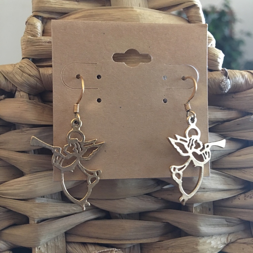 Vintage 80s gold plated archangel Gabriel earrings